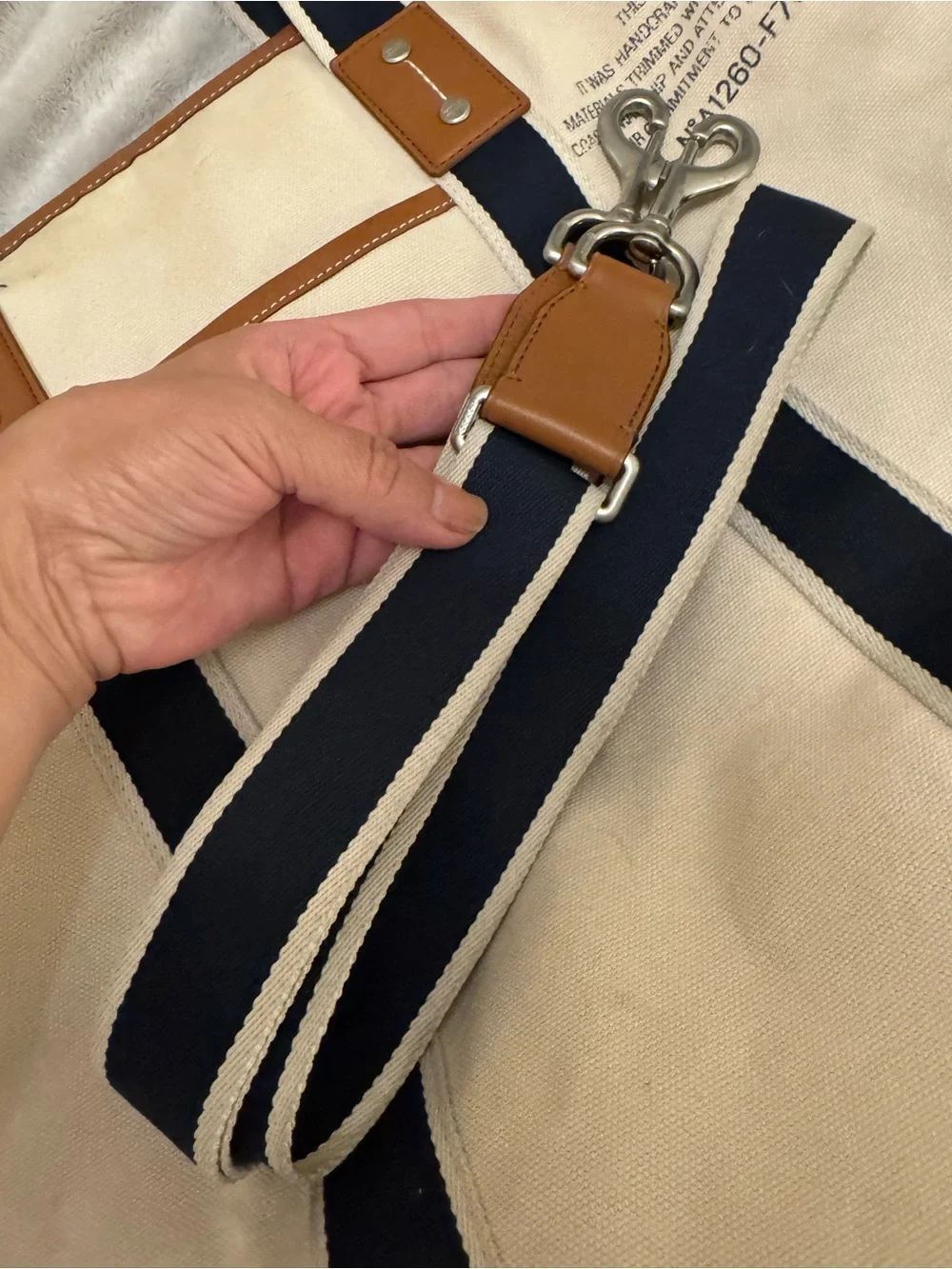 Coach Men’s Canvas & Leather Tote Bag in Cream and Brown